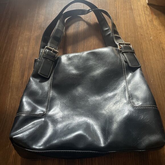 Nine & Co Black Snap Closure Large Shoulder Bag with Wide Strap Gently Used - Picture 4 of 12